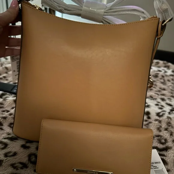 NWT Brahmin Katy crossbody and Ady wallet NATURAL TALITHA GENUINE LEATHER - Picture 2 of 6